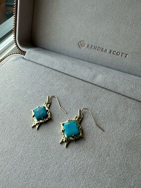 Kendra Scott Gold and Turquoise Drop Earrings